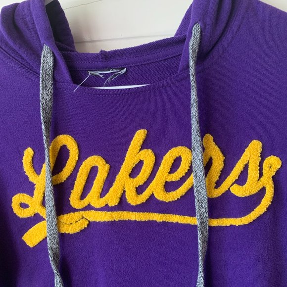 LA Lakers Vintage Pullover Hoodie Sweatshirt Purple with Yellow Detail - Small - Picture 2 of 6